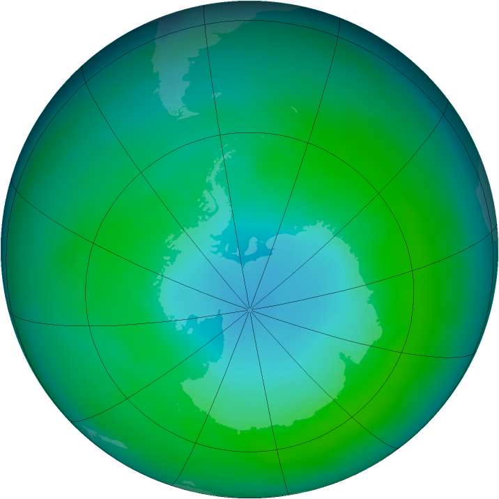 Antarctic ozone map for April 1979
